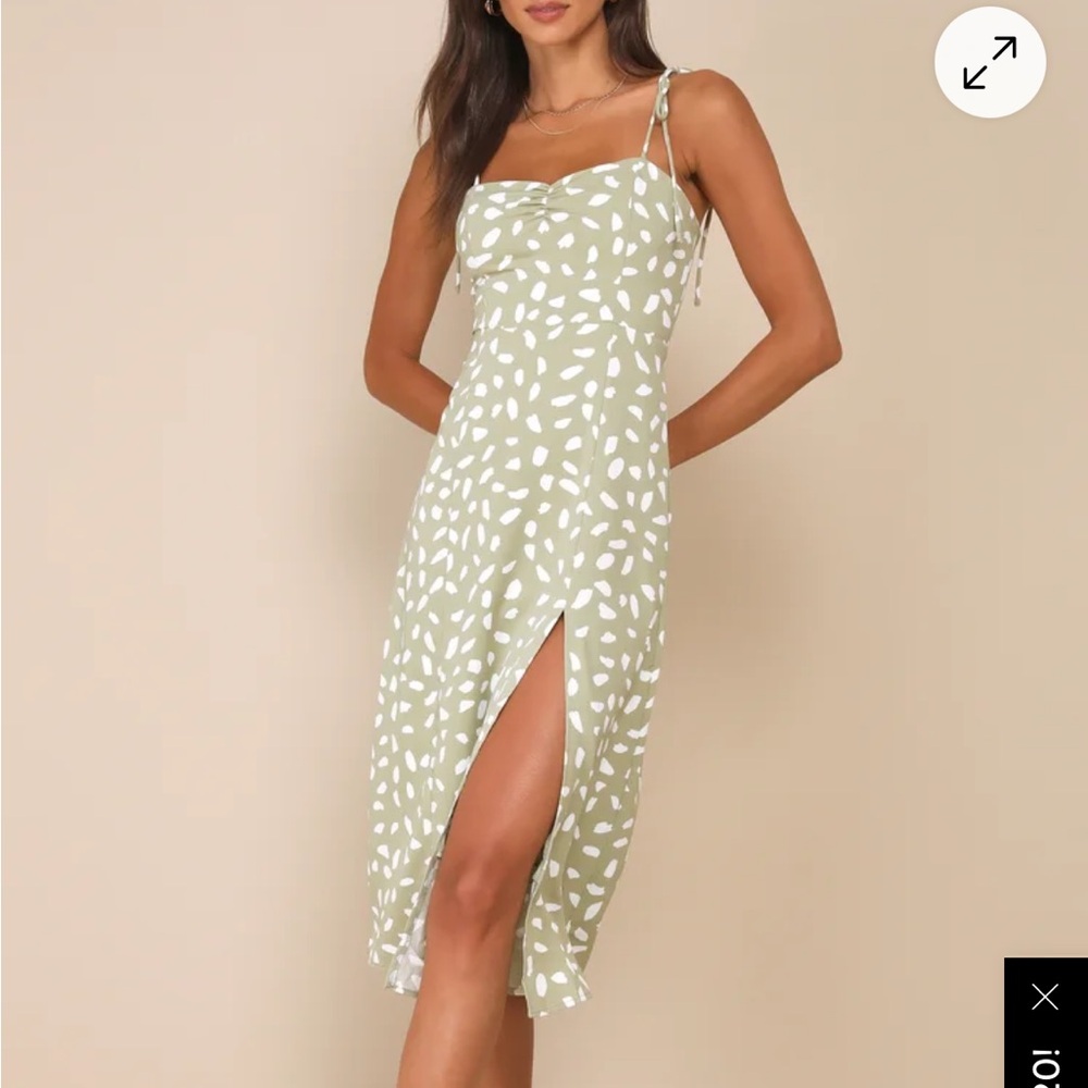 Petal & Pup Olive and White Midi Dress